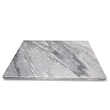 MamboCat Tabla de cortar de mármol, 30 x 40 cm, placa de piedra resistente al calor, placa decorativa para queso rectangular, base para cocina, salvamanteles blanco y gris, bandeja para servir bufé,