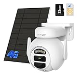 4G Cámara Vigilancia Exterior Solar sin WiFi con Tarjeta SIM Preinstalado, 360° Seguimiento Automático, IA Detección de Movimiento, 2K Visión Nocturna a Color, Audio Bidireccional, Impermeable IP65