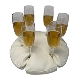 Glass Anchor - El bonito soporte para copas de vino para barcos, picnics y camping. Cuero Blanco. Capacidad para 6 vasos. No necesita fijaciones. ¡Detenga los derrames!