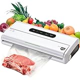 ELMA Envasadora al Vacío Doméstica V Start, Máquina al Vacío de Alimentos | Tamaño Compacto, Envasadora Automática con Barra de Sellado de 30cm | Blanco, 34 x 15 x 7cm, 175W | Incluye Bolsas al Vacío