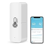 Termómetro higrómetro inteligente WiFi, sensor de temperatura y humedad Bluetooth para interiores y exteriores, aplicación de termómetro WiFi Alexa remoto para el hogar. 1 paquete.