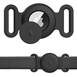 Wanme Funda de Silicona Apple Airtag, AirTag Perros Funda Collar, Protector de Collar para Gatos Airtag, Funda Protectora Impermeable Antipérdida para Collar Rastreador de Mascotas GPS, Negro