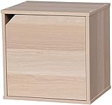 Iris Ohyama, Amario de madera / ahorro de espacio / estante de madera / unidad de almacenamiento / casillero, Apilable y flexible, Oficina, Casa - QR Box with Door - QR-34D - Marrón (claro)