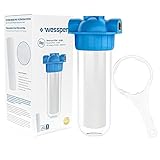 Wessper Prefiltro Doméstico Filtro de Agua con Soporte de Montaje y Llave, Filtro de Agua de una Etapa con Cartucho, Flujo de Agua Hasta 4000 l/h – 1’