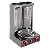 2 quemadores de gas kebab máquina, acero inoxidable negro barbacoa barbacoa horno para hoteles, tiendas de restaurantes