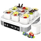 Yogurtera, Yogurtera Eléctrica, Maquina Para Hacer Yogur Casero, Yogurtera para Yogur, Queso Fresco y Queso Crema, con 9 Tarros de 170 ml con Tapa, con Temporizador, Termostato Ajustable, 40 W