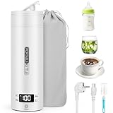 MOOKLIN ROAM 500ML Hervidor de Agua de Viaje, 300W Mini Portátil Hervidor de Eléctrico, 3 en 1 Taza de Agua en Acero Inoxidables 316 con 4 Niveles de Temperatura, Libre de BPA para Camping, Aire libre