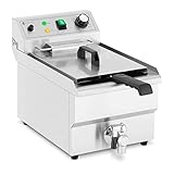 Royal Catering Freidora Eléctrica Profesional para Hostelería RCPSF 9ETH (Volumen: 9 L, 3000 W, Con grifo de vaciado y zona fría)