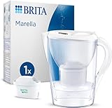 BRITA Jarra con Filtro de Agua Marella Blanca (2,4 l) Incl. 1x Cartucho MAXTRA PRO All-in-1 - jarra adaptable al frigorífico con LTI digital y tapa abatible que reduce cloro, cal e impurezas.