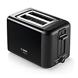Bosch TAT3P423GB DesignLine Tostadora de acero inoxidable, dos rebanadas - Negro