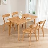 DELAVIN Sillas de Comedor de Madera Maciza Juego de 4 Sillas Sillas de Cocina Rústicas con Respaldo de Huso, Sillas de Madera de Roble de Mediados de Siglo Cerezo