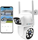 GENBOLT Camara Vigilancia WiFi Exterior 2,4/5GHz con Doble Lente, CCTV Camara Vigilancia Domicilio WiFi del Hogar, PTZ Cámara IP con la Noche de Color, Seguimiento Automático de Detección Humanoide