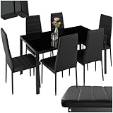 TecTake® Conjunto de Mesa y 6 Sillas de Comedor, Atractivo Diseño, Alto Confort, Tablero de Vidrio, Sillas Comedor Modernas, Sillas de Cocina, Muebles Salon Modernos - Negro/Negro