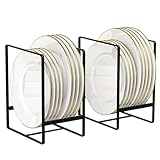 QUMENEY 2 soportes para platos, organizador de armario, multifuncional, soporte para platos, armario de cocina, escurridor, vajilla para platos, tapa de olla, soporte para tabla de cortar, color negro