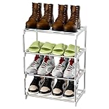 Magrimaxio Zapatero de 4 Niveles, Estantería de Metal para 8 Pares de Zapatos, Zapatera de Almacenamiento, Estantería de Zapatos Apilable para Entrada, Baño, Sala de Estar, Armario (Plata)