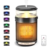800W Calefacción con Humidificador de Aire, 3 en 1 Radiador Rancio de Baño con 7 Luces de Color, 90 ° Oscilante, Radiador de Cerámica Eléctrica PTC Calentador