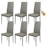 HOME DESIGN & CONFORT Pack de 6 Sillas de Comedor Tapizadas - Sillas Cocina Tapizadas - Sillas Comedor Pack (Gris, 6)