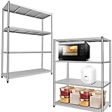 4 Estantes Estantería para Sótano Cargas Pesadas Metálicas 120 * 40 * 150cm 50 kg Taller Estantería de Almacenamiento Estantería de Garaje Cocina Metal para Almacén Despensa
