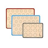 Tapete de silicona antiadherente para hornear, Lámina de horno para Macaron, Galletas, Pasta, Pizza, Pan, Ecológico y Reutilizable, Resistente al calor, sin BPA, juego de 3 unidades (42x30cm)