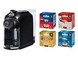 Lavazza, A Modo Mio Idola Nera cafetera con 64 cápsulas clasificadas, cafetera espresso compacta y silenciosa, 1500 W, 220-240 V, 50/60 Hz, capacidad máxima 1,1 litros de agua