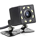 Cámara de Marcha Atrás Automóvil con Visión Nocturna Ultra HD 8LED,ángulo de visión de 170 °,Impermeable,12V Universal para Automóviles/Camiones/SUV/RV/Pickup/Vans