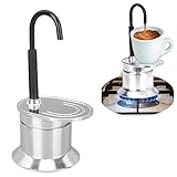 1 Taza Moka Pot, un Solo Tubo Moka Pot Aleación de Aluminio Estufa Cafetera Acero Inoxidable Estilo Italiano Moka Pot para Fiestas Al Aire Libre Viajes