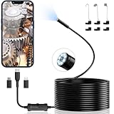 Ennovor Endoscopio Camara de Inspeccion 1920 HD Cámara de Serpiente Rígida Flexible con 8 Luces LED No Necesita WIFI Impermeable IP67 Camara Inspeccion Tuberias para Tableta Android iOS (5 m)