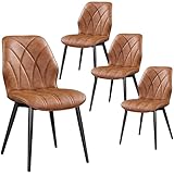 Yaheetech Juego de 4 Sillas de Comedor Nórdico Sin Brazos Sillas de Cocina con Asiento Tapizado con Patas de Metal para Comedor, Dormitorio y Estudio Gris Claro