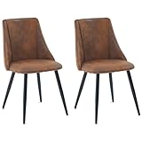 MEUBLE COSY Smeg Juego de 2 Sillas de Comedor Vintage Retro Sillón Tapizado en Gamuza con Patas Metálicas para Cocina Salón, Metal, Marrón, 52.5x49.5x83cm, 2 Unidades