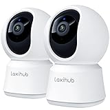 LAXIHUB Cámara Vigilancia WiFi Interior 3MP, Cámara Inteligente en Casa para Mascotas, PTZ 355° Camara para Perros con Aplicación, Audio Bidireccional Compatible con Alexa (2PC)