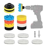 (17 piezas) Kit de esponja pulir coche 80mm,Esponja Pulir para Coche para Taladro, Kit Pulimento Coche con Almohadillas de Pulido, für Poliermaschine zum Polieren, Schleifen,Pulir,Lijar, Encerar Faros