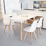 XUANYU Mesa de Comedor Rectangular Mesa de Cocina de Madera Mesa de salón escandinava 1 a 6 Personas, 110×60×75 cm, Blanco