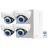 NAPCAT 4K Kit Camaras de Vigilancia PoE, Detección Personas/Vehículos, 8CH NVR con 2TB HDD, 4X8MP Cámaras IP PoE, Visión Nocturna a Color, Audio Bidireccional, Impermeable IP67, Grabación 24/7, N2814D