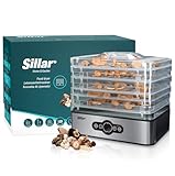 Sillar Deshidratador de Alimentos 240W, Desecadora de Fruta con 5 Bandejas Ajustables, Temperatura Regulable 35°-70°C y Temporizador 0-99h, para Verduras Carne Flores, sin BPA