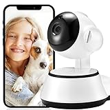 Cámara Vigilancia WiFi Interior, Camara IP 1080P de Seguridad con Detección de Movimiento y Visión Nocturna, Camara Vigilancia de Bebé con Audio Bidireccional Compatible iOS Android 2.4 GHz F