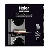 Kit apilamiento universal Haier Premium para lavadoras y secadoras, ahorra espacio, con estante deslizante antivuelco negro, perfecto para lavadoras y secadoras acabado Antracita (Haier Black)