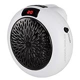 Calefactor cerámico de enchufe. Potencia: 600W. Display LED. Temporizador programable durante 12h. Rotación de enchufe 360º. 2 velocidades. Temperatura de +15 a +32ºC.