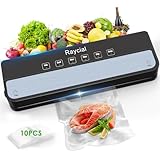Raycial Envasadora al VacíO 5 en 1 Con Bolsas de Envasado al VacíO, Sellador al Vacio de Alimentos Secos Y HúMedos, Maquina al Vacio de Alimentos para Alimentos, Compacta, Totalmente AutomáTica