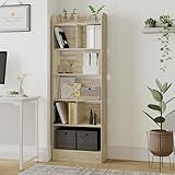 Hzuaneri Librería Estantería Biblioteca con 6 Compartimentos, Libreria Blanca para Exposición, para Oficina, Salón, 24 x 60 x 170 cm, Beige Roble BC11116X