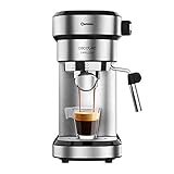 Cecotec Cafetera para Espressos y Cappuccino Cafelizzia 790 Steel Pro. 1350 W, Manometro, Sistema Thermoblock, 20 Bares, Modo Auto para 1-2 Cafés, Vaporizador Orientable, 1.2 L, Color Acero