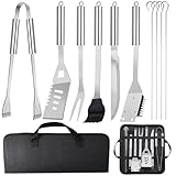 11Pcs Juego de Utensilios Barbacoa de Acero Inoxidable Profesionales Accesorios Barbacoas - Kit Barbacoa Prácticas con Bolsa Portatil - Herramientas Parrilla Barbacoa para Camping Picnic Exterior