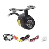 A2ZWORLD Cámara de marcha atrás para coche, cámara de matrícula sin taladrar, redonda de 20 mm, ángulo de detección de 170°, con línea de guía, visión nocturna, impermeable IP67