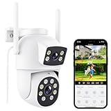 Reobiux 2.5K Cámara Vigilancia WiFi Exterior con Doble Lente, 6MP Cámara IP Vigilancia Domicilio, Visión Nocturna Color, Seguimiento Automático, Detección Humana, Audio Bidireccional, IP66