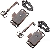 Cerradura de Puerta de Armario Antiguo, Cerradura Decorativa para Muebles con Llaves Y Tornillos, para Buzones, Armarios, Caja de Herramientas (2 Unidades)