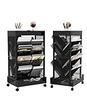 UMDONX Metálico Estantería de Escritorio Móvil para Aula,Estantería Libros con Ruedas Móvil,para Estudio, Sala de Conferencias, Aula (Negro 42x30x71 CM)
