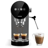 KLARSTEIN Cafetera Espresso con Espumador de Leche, 0,9L Mini Cafetera Espresso Retro con Portafiltro, 1360 W Cafetera Pequeña, Cafetera para Cappuccino, Latte & Macchiato