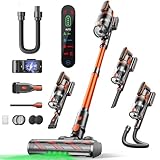 45KPA/550W Aspiradora sin Cable con Tableta Aromática 60Mins Potente Aspiradora Escoba Vertical Antienredo Modo Automático para Suelos/Alfombras, 1.6L, 1M Tubo Flexible/Kit Cepillos, LED Táctil