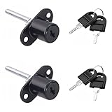 ZHIQIN 2 PCS Cerradura para Cajón Cerradura Cilindro con 2 llaves para Buzón Archivo Armario Oficina Escritorio de Ordenador （Negro）