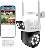 GENBOLT 3G/4G LTE Camara de Seguridad al Aire Libre sin WiFi, Camara de Vigilancia Celular de Doble Lente con Tarjeta SIM, Camara de Vigilancia PoE IP con Seguimiento Humanoide, TF & Cloud