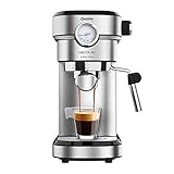 Cecotec Cafelizzia 790 Steel Pro - Cafetera para Espressos y Cappuccino con Manometro, 1350 W, Sistema Thermoblock, 20 Bares, Modo Auto para 1-2 Cafés, Vaporizador Orientable, 1.2L, color Acero